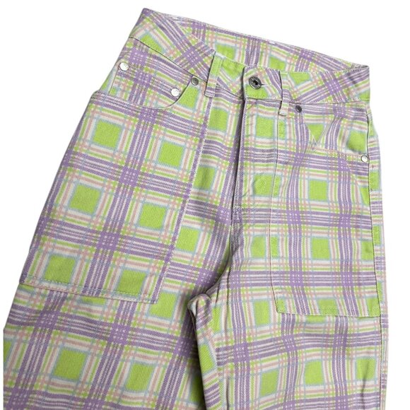 RUGGED JEANS Plaid Pastel Streetwear Cute Denim Pants Jeans Womens 24 - Picture 5 of 6